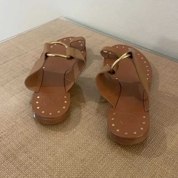 Tory Burch - Brannan Studded Leather Sandals - Tan - Size 7.5 - Picture 4 of 7